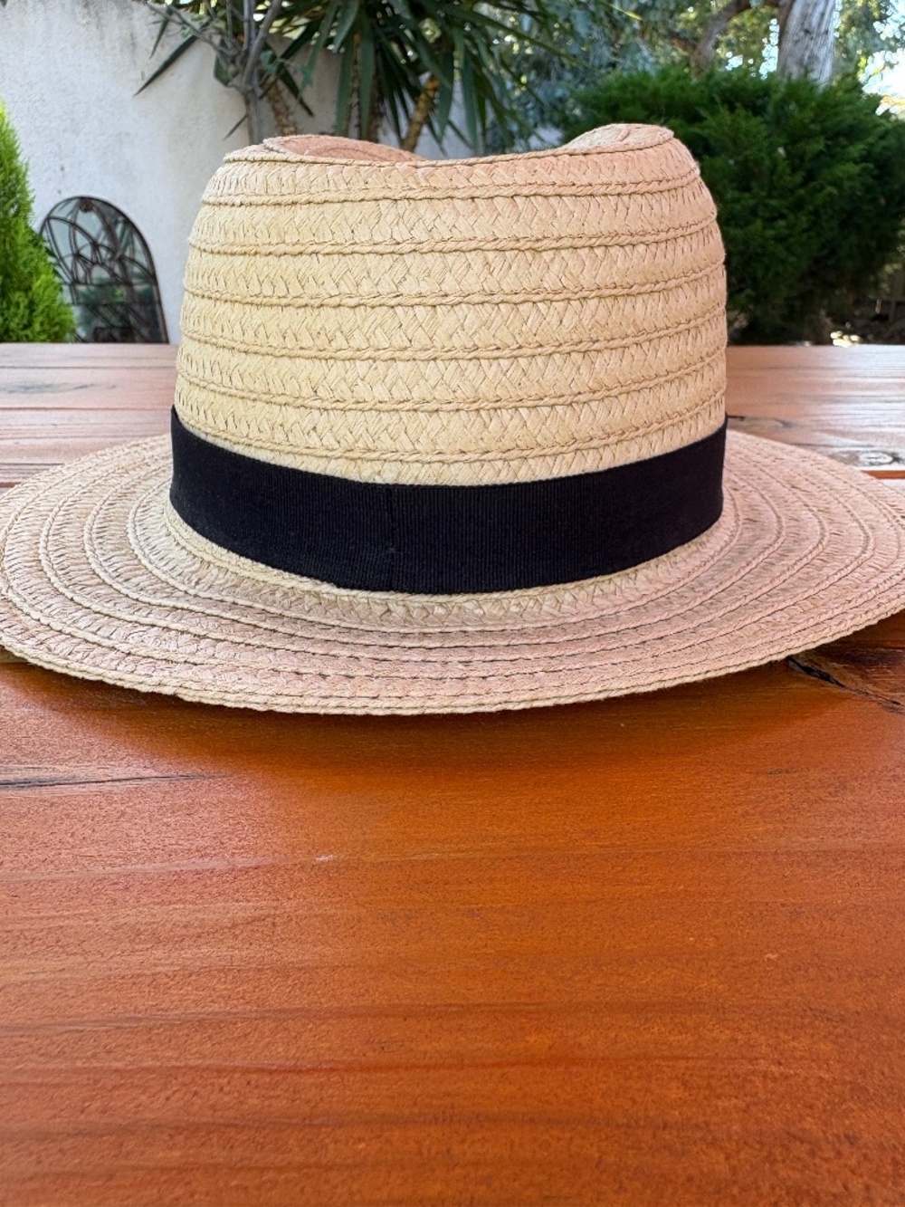 NWT Madewell Packable Fedora Woven Hat Natural and Black Band Size M/L - Picture 5 of 10